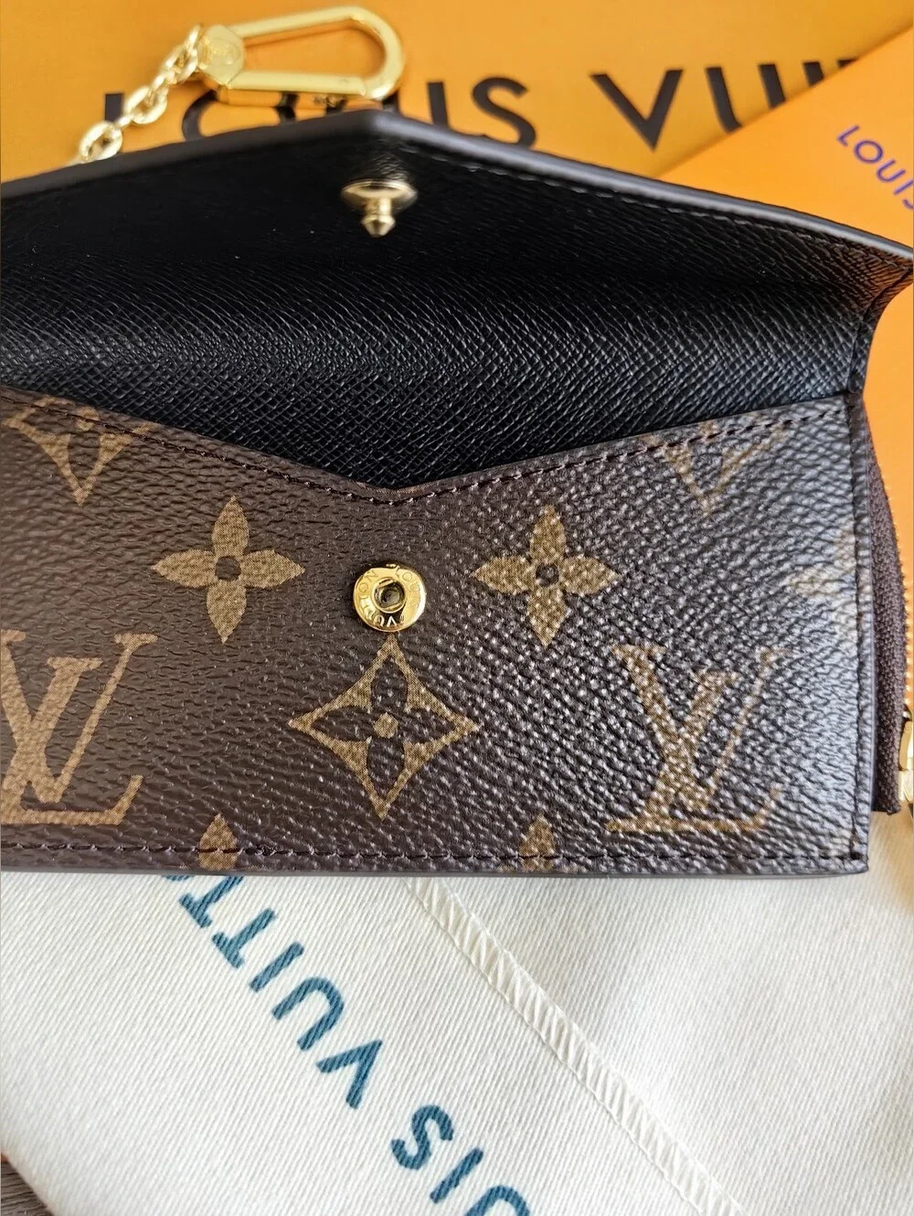 Louis Vuitton Monogram Key Pouch Wallet in Dark Brown with Gold Hardware